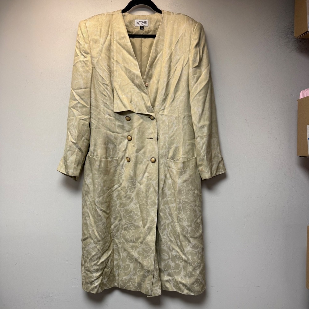 Kasper for‎ A.S.L. Longline Blazer Jacket Women 16 Champagne Gold Excellent Flor